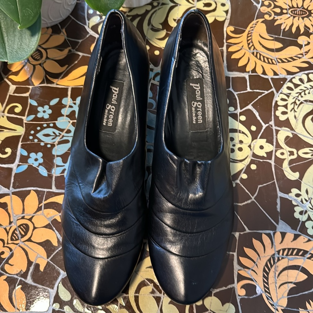 PAUL GREEN BLACK LEATHER PUMP HEEL Sz: 6.5